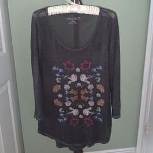 Lucky Brand Floral 3/4 Sleeve Top